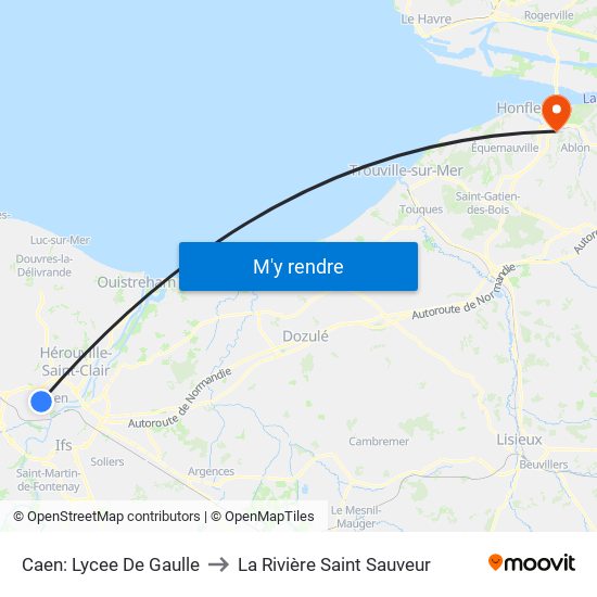 Caen: Lycee De Gaulle to La Rivière Saint Sauveur map