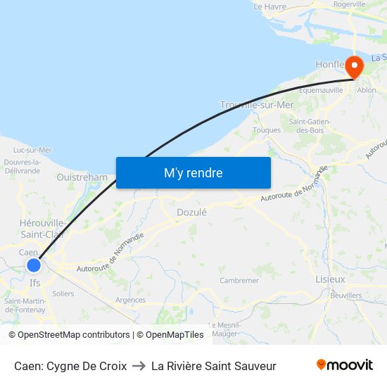 Caen: Cygne De Croix to La Rivière Saint Sauveur map