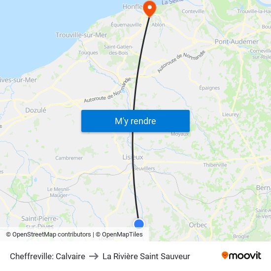Cheffreville: Calvaire to La Rivière Saint Sauveur map