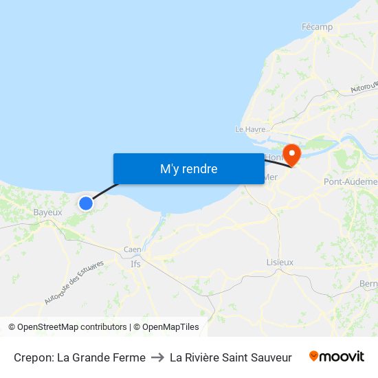 Crepon: La Grande Ferme to La Rivière Saint Sauveur map
