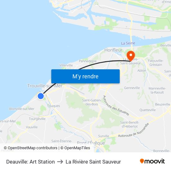 Deauville: Art Station to La Rivière Saint Sauveur map