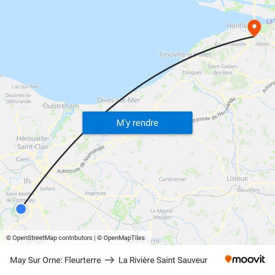 May Sur Orne: Fleurterre to La Rivière Saint Sauveur map