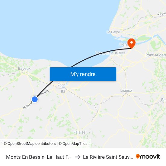 Monts En Bessin: Le Haut Fecq to La Rivière Saint Sauveur map