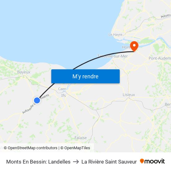 Monts En Bessin: Landelles to La Rivière Saint Sauveur map