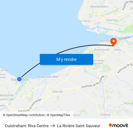 Ouistreham: Riva Centre to La Rivière Saint Sauveur map