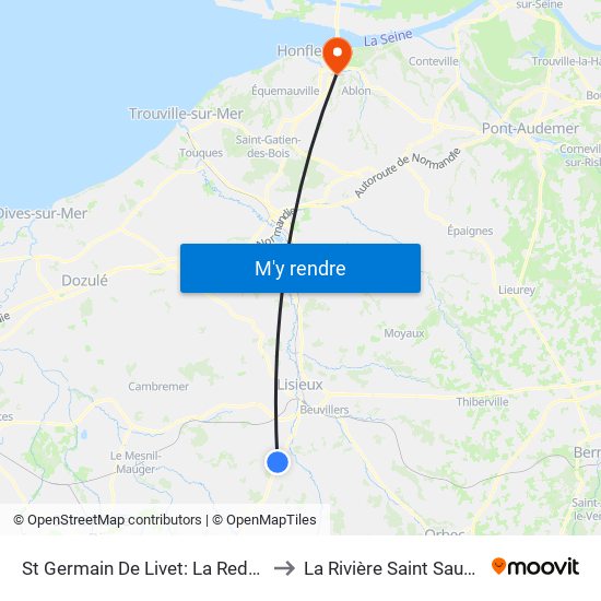 St Germain De Livet: La Redoute to La Rivière Saint Sauveur map