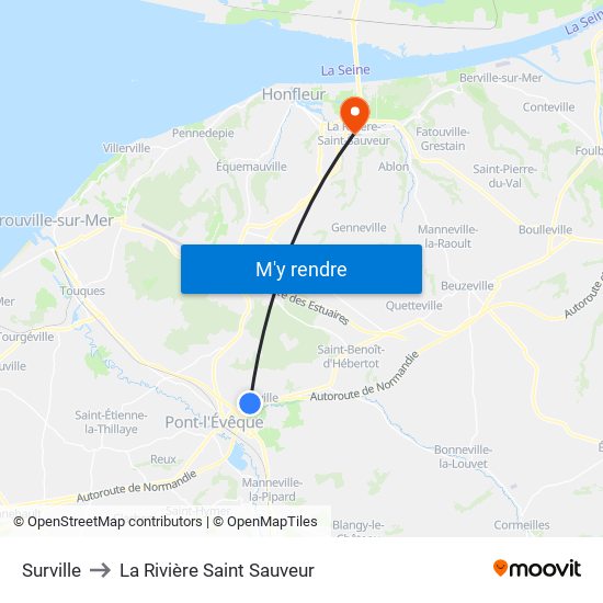 Surville to La Rivière Saint Sauveur map