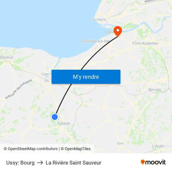 Ussy: Bourg to La Rivière Saint Sauveur map