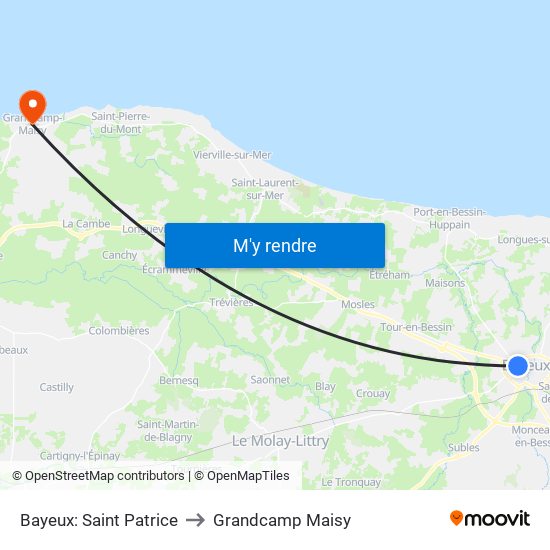 Bayeux: Saint Patrice to Grandcamp Maisy map