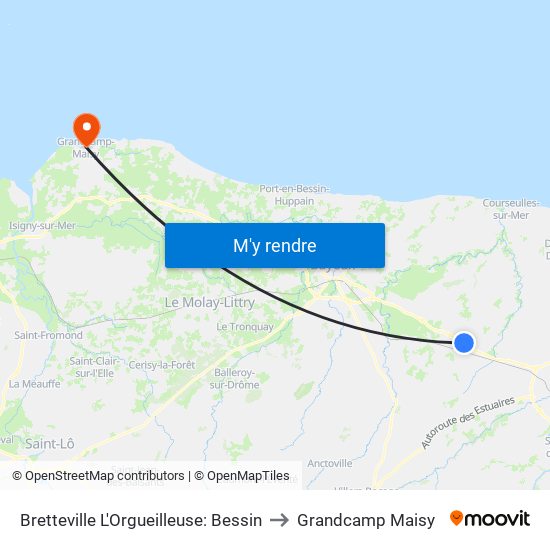 Bretteville L'Orgueilleuse: Bessin to Grandcamp Maisy map