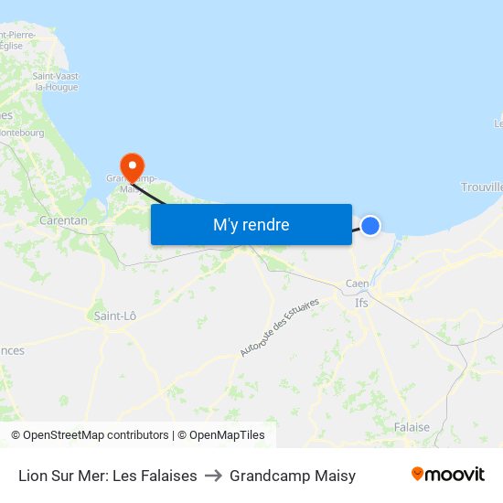 Lion Sur Mer: Les Falaises to Grandcamp Maisy map