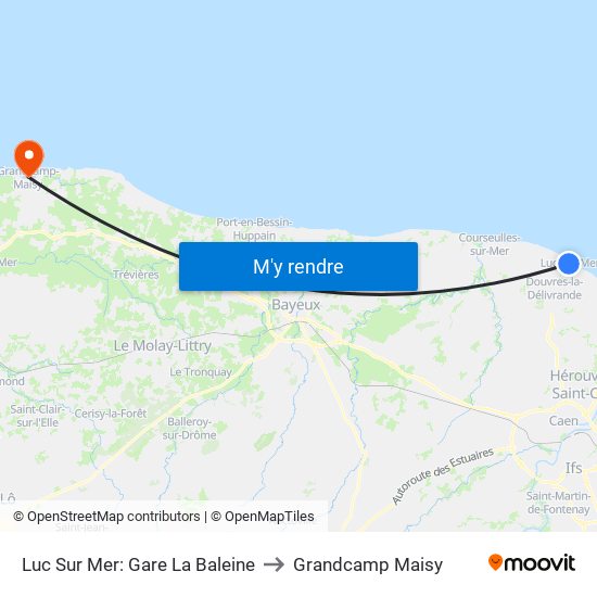 Luc Sur Mer: Gare La Baleine to Grandcamp Maisy map