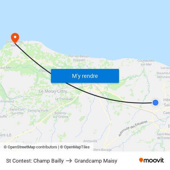 St Contest: Champ Bailly to Grandcamp Maisy map