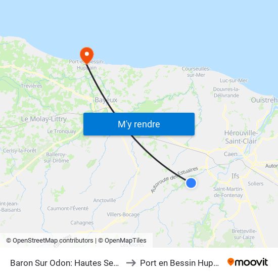 Baron Sur Odon: Hautes Sentes to Port en Bessin Huppain map