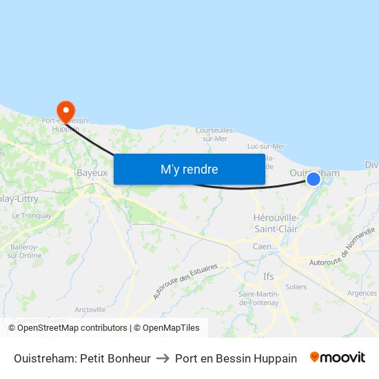 Ouistreham: Petit Bonheur to Port en Bessin Huppain map