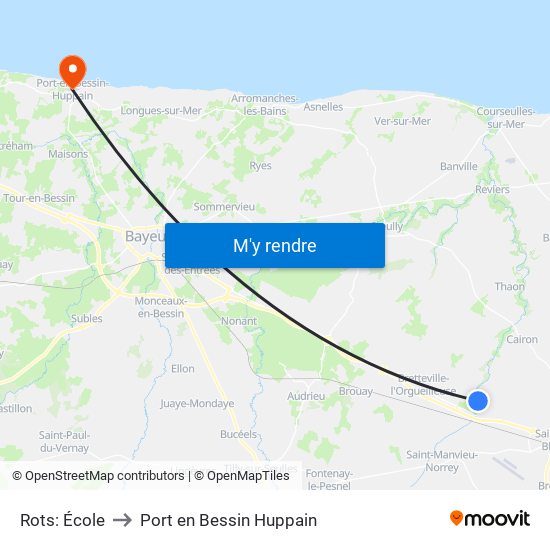 Rots: École to Port en Bessin Huppain map