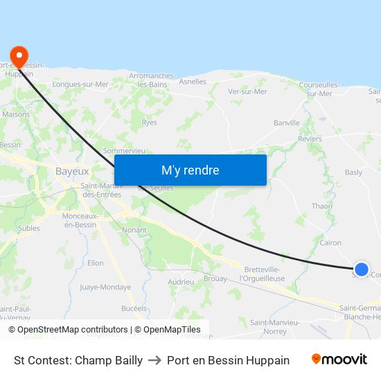 St Contest: Champ Bailly to Port en Bessin Huppain map