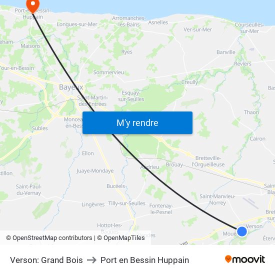 Verson: Grand Bois to Port en Bessin Huppain map