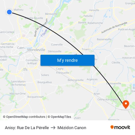 Anisy: Rue De La Pérelle to Mézidon Canon map
