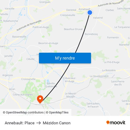 Annebault: Place to Mézidon Canon map