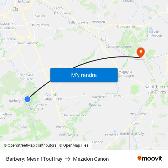 Barbery: Mesnil Touffray to Mézidon Canon map