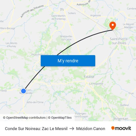 Conde Sur Noireau: Zac Le Mesnil to Mézidon Canon map