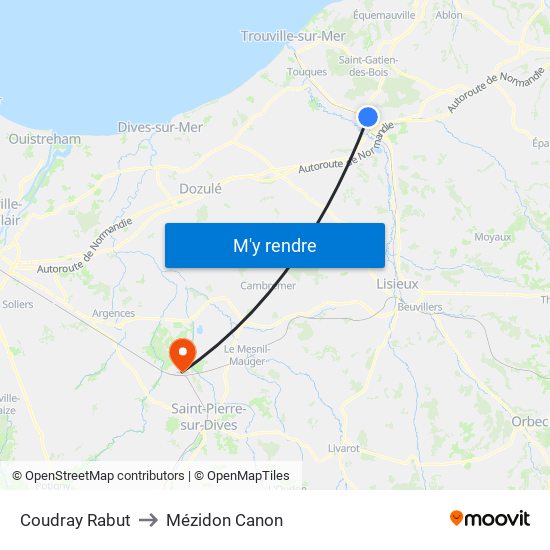 Coudray Rabut to Mézidon Canon map