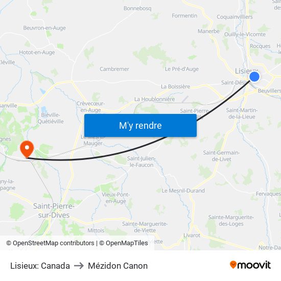 Lisieux: Canada to Mézidon Canon map