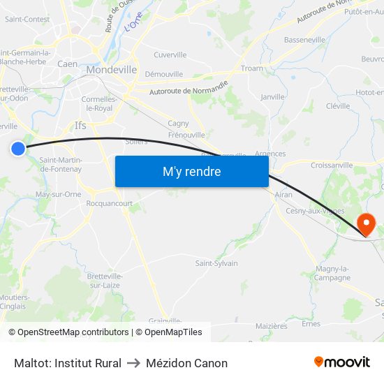 Maltot: Institut Rural to Mézidon Canon map