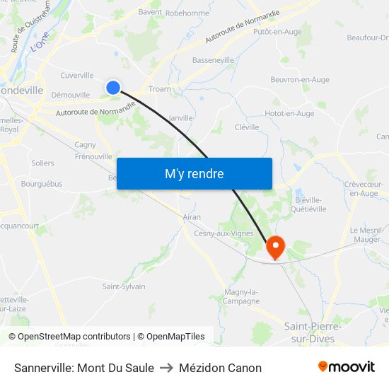 Sannerville: Mont Du Saule to Mézidon Canon map