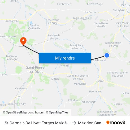 St Germain De Livet: Forges Maizières to Mézidon Canon map