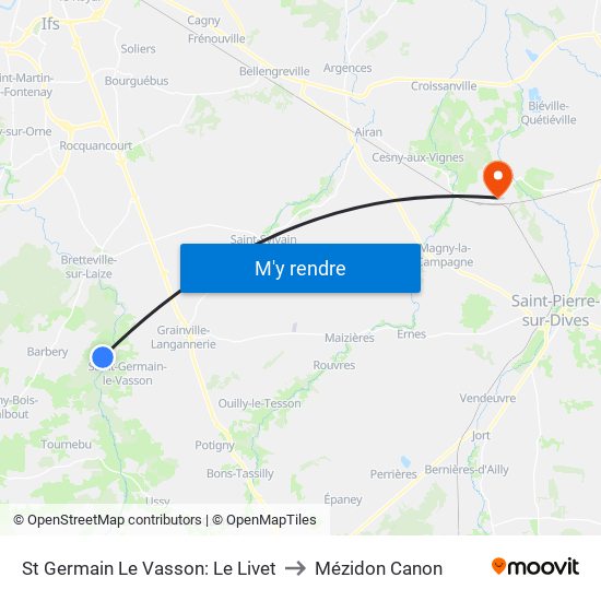 St Germain Le Vasson: Le Livet to Mézidon Canon map