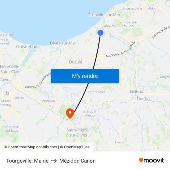 Tourgeville: Mairie to Mézidon Canon map