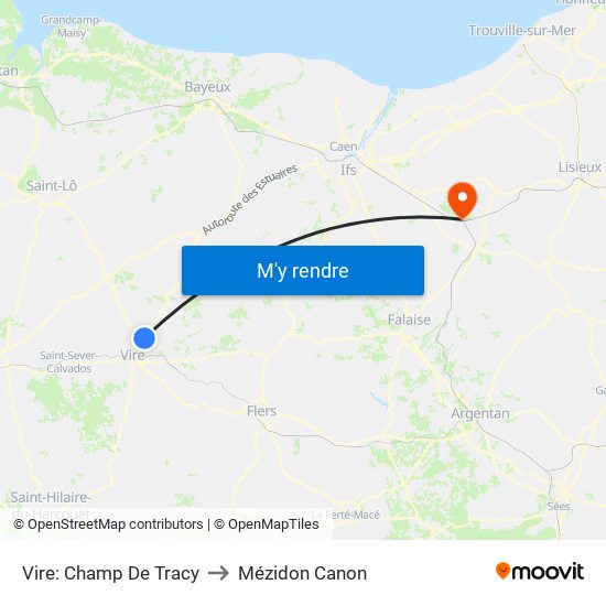 Vire: Champ De Tracy to Mézidon Canon map