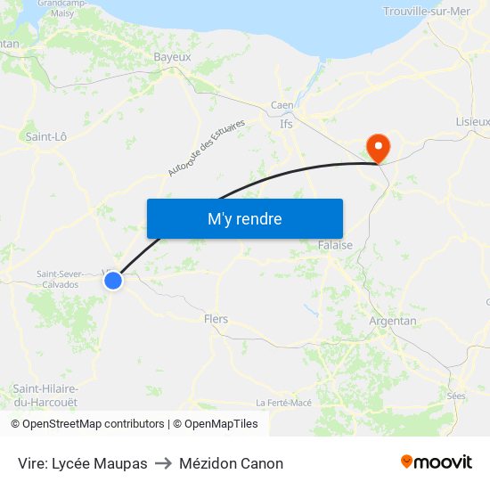 Vire: Lycée Maupas to Mézidon Canon map