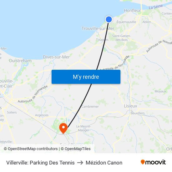 Villerville: Parking Des Tennis to Mézidon Canon map