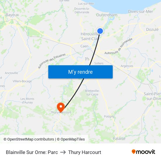 Blainville Sur Orne: Parc to Thury Harcourt map