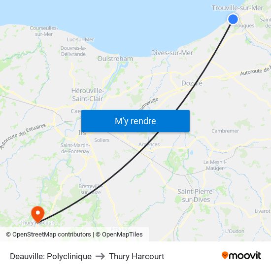 Deauville: Polyclinique to Thury Harcourt map