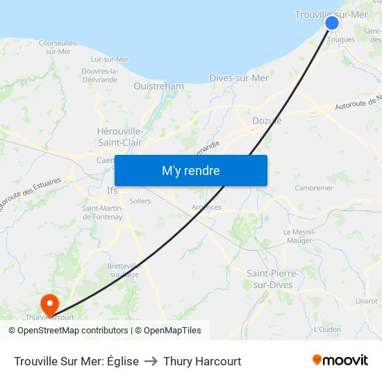 Trouville Sur Mer: Église to Thury Harcourt map