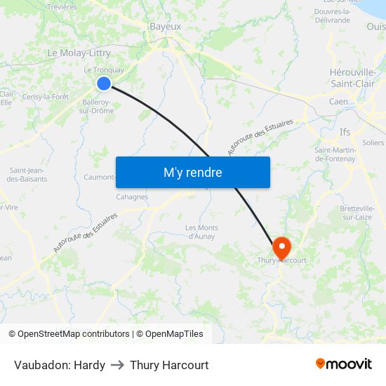 Vaubadon: Hardy to Thury Harcourt map