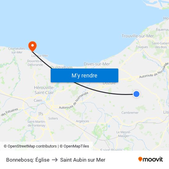 Bonnebosq: Église to Saint Aubin sur Mer map