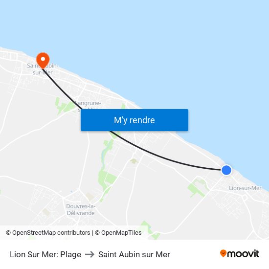 Lion Sur Mer: Plage to Saint Aubin sur Mer map