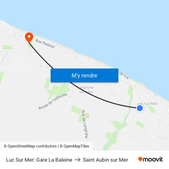 Luc Sur Mer: Gare La Baleine to Saint Aubin sur Mer map