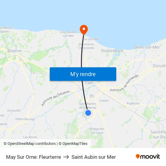 May Sur Orne: Fleurterre to Saint Aubin sur Mer map