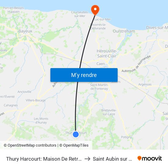 Thury Harcourt: Maison De Retraite to Saint Aubin sur Mer map