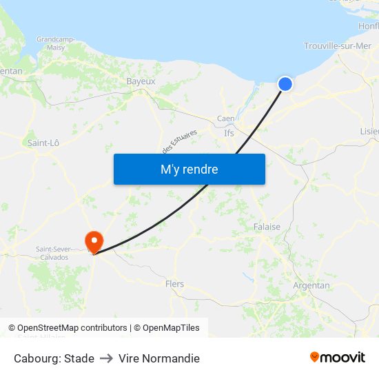 Cabourg: Stade to Vire Normandie map