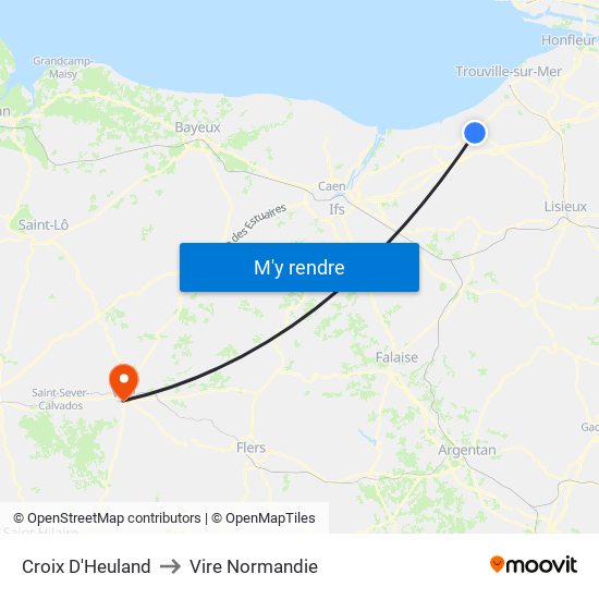 Croix D'Heuland to Vire Normandie map