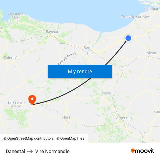 Danestal to Vire Normandie map