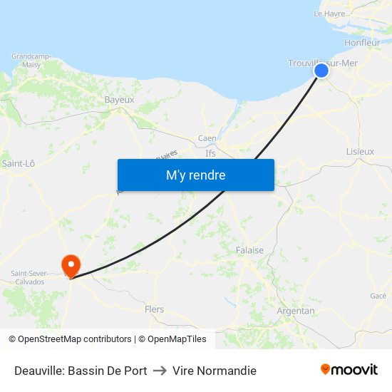 Deauville: Bassin De Port to Vire Normandie map