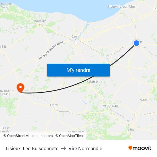 Lisieux: Les Buissonnets to Vire Normandie map